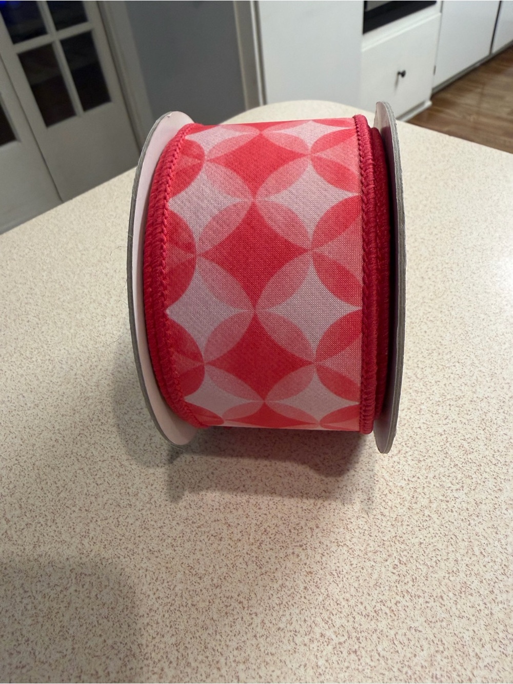 Pink Geometric Decorative Ribbon - Wide Fabric Ribbon - Picture 3 of 4